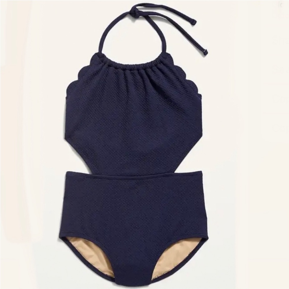 Girl’s Old Navy Textured Side-Cutout Swimsuit